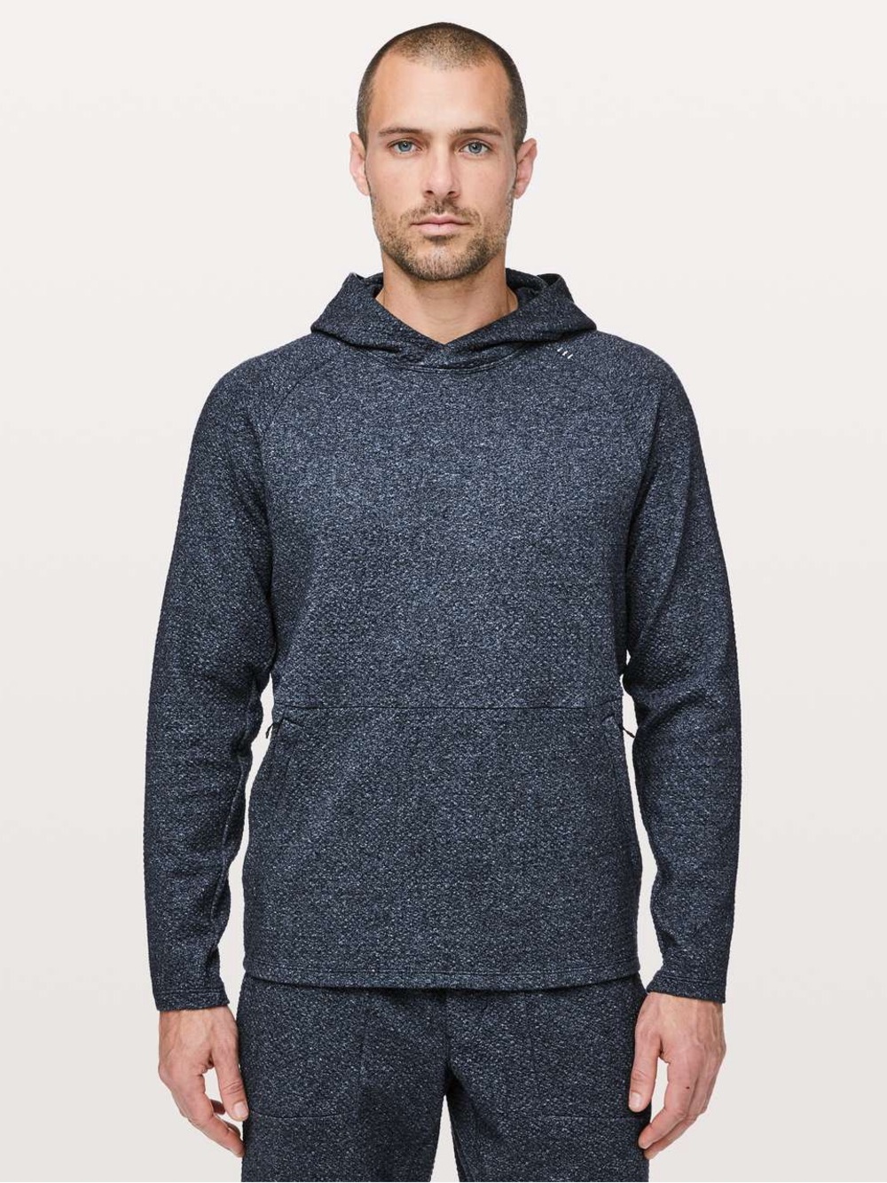 Lululemon Men’s At Ease Hoodie Heathered Speckled Jet Blue / Black Size XL